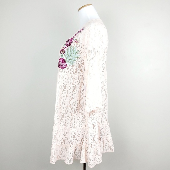 Guess Pink Capri Lace Boho Embroidered Dress - Picture 3 of 7